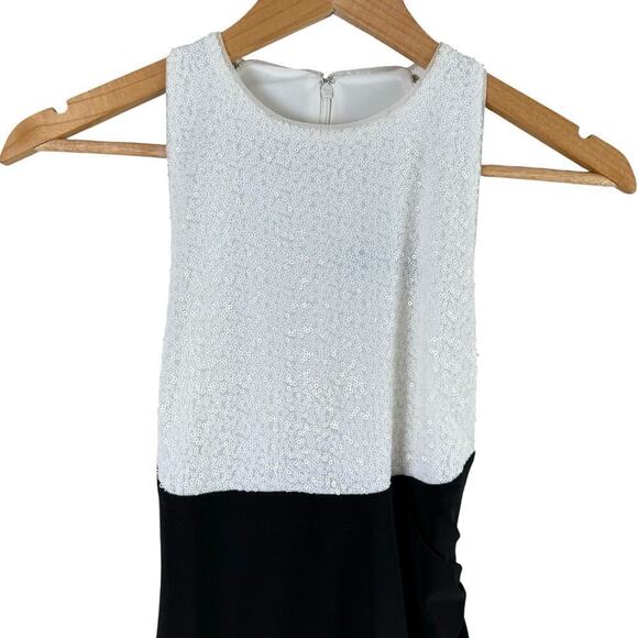 Lauren Ralph Lauren Sequin Bodice Cutout Back Formal Gown Black White, Size 0P - Picture 3 of 11